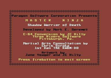 Master Ninja screenshot 2 for Commodore 64